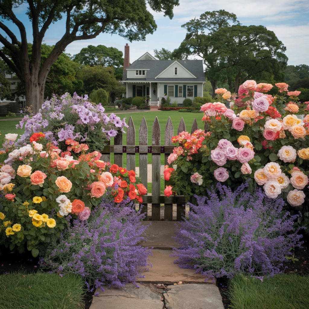 Professional flower bed arrangement service in American home